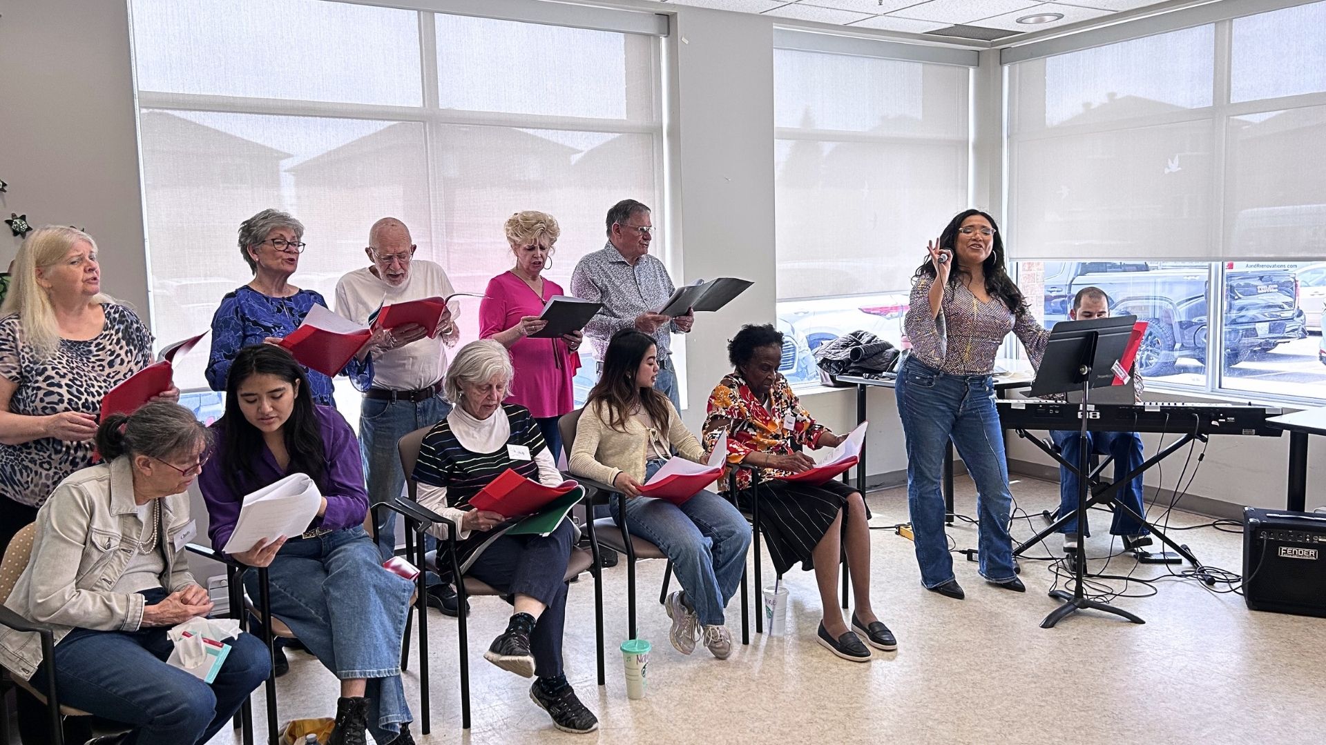 Participants singing together during the Music from the Heart free weekly dementia choir program in Richmond Hill.